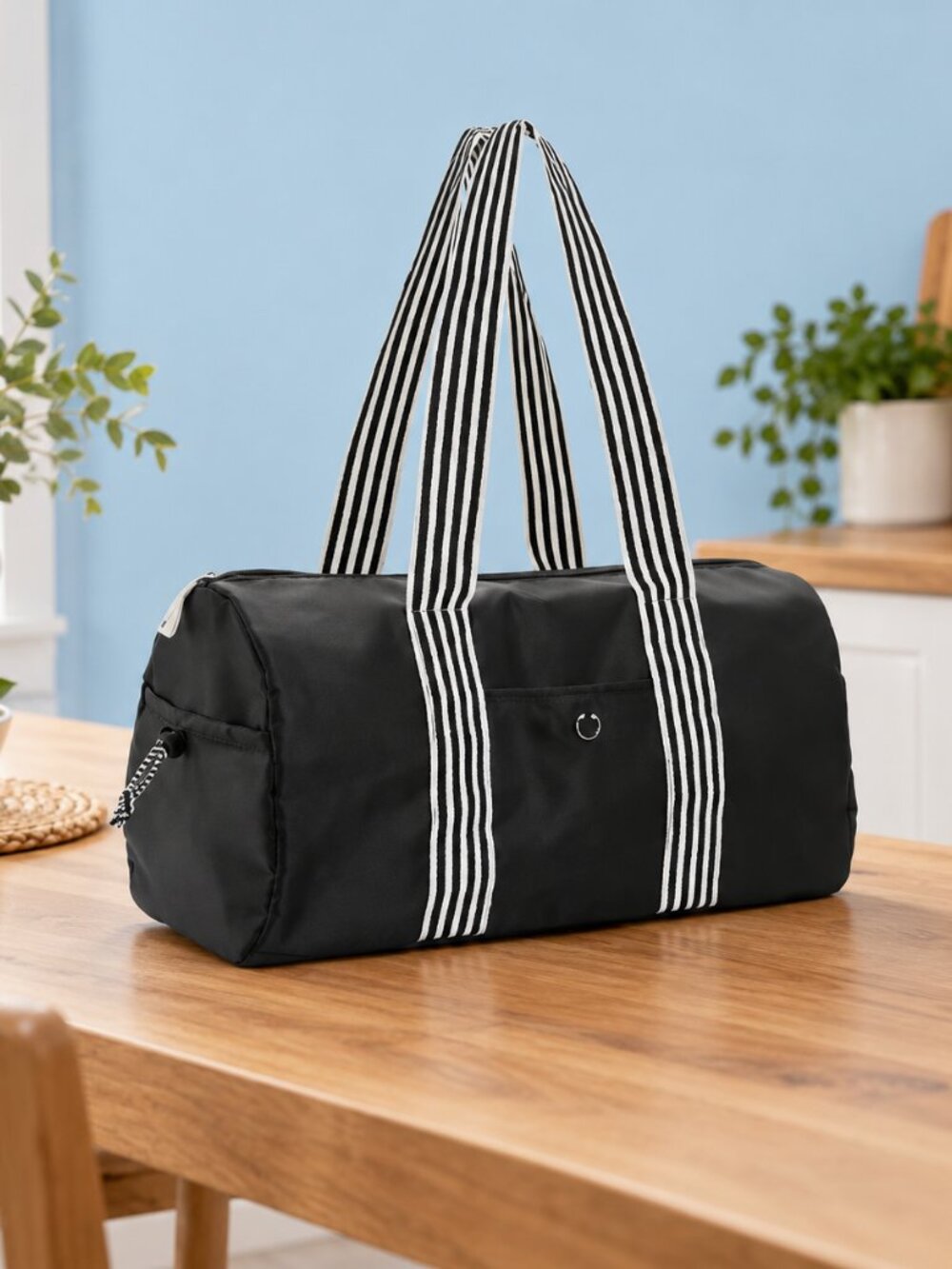 J.M. Wechter for DSW Black White Nylon Travel Duffle Bag NWT